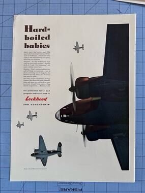 1942 VTG Orig Magazine Ad Lockheed Plane For Leadership Hardboiled Babies WW2